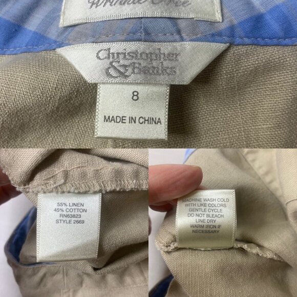 Christopher & Banks Linen Blend Cream Cropped Pants Women’s Size 8 - Picture 5 of 7